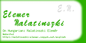 elemer malatinszki business card